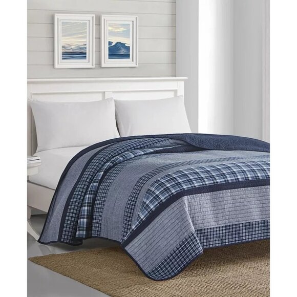Nautica Adelson Cotton Woven Reversible Quilt King Navy MSRP $350 - Picture 4 of 5